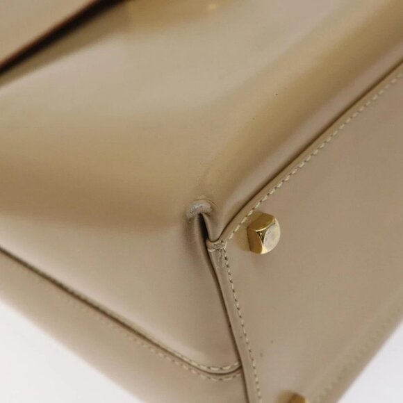 Salvatore Ferragamo Gancini Hand Bag Leather Beige Gold - Picture 10 of 16